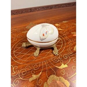 Vintage Limoges Butterfly Egg Box with Turtle Stand